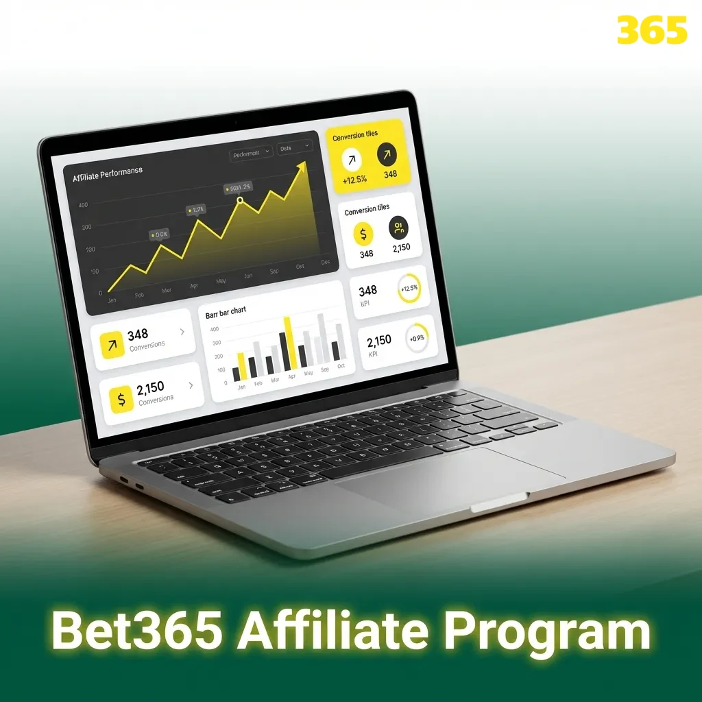 Bet365 Affiliate Program dashboard showing revenue share options, tracking tools, and promotional materials for partners