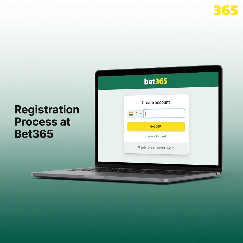 Step-by-step registration guide showing how to create a Bet365 account for sports betting and casino access.